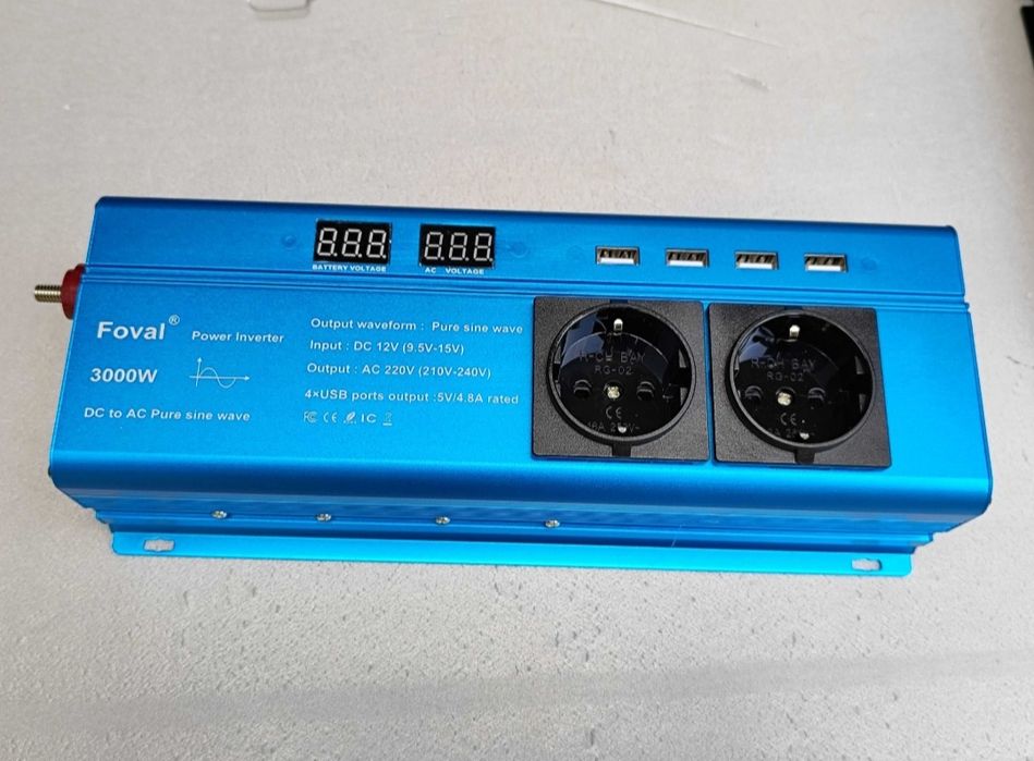 Інвертор 12V-220 FOVAL 3000W Чиста синусоїда. Інвектор.