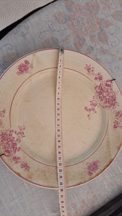 Conjunto Sacavém flores rosa - prato, travessa e caixa bomboniere