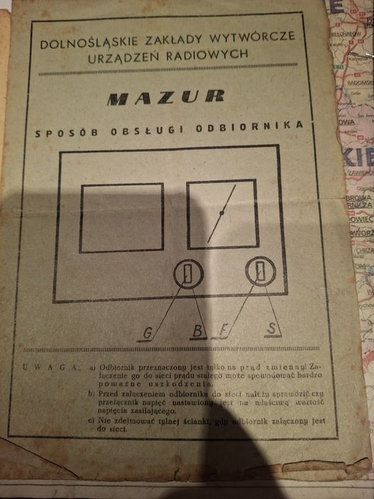 Stalinogród Instrukcja Mazur radio i karta gwarancji 1955 rok