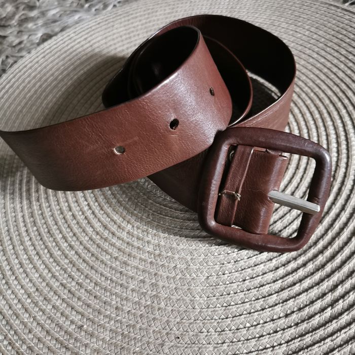 Pasek skórzany brązowy  damski, długość 92 cm