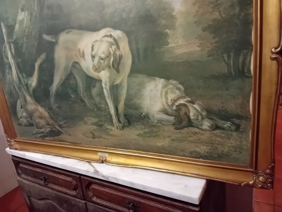 Quadro Estampa Cães e Lebre Jean Baptiste Oudry