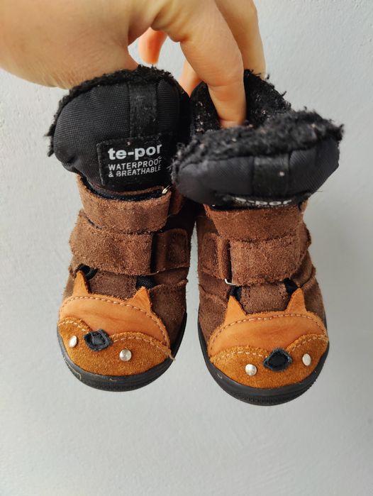 Buty skórzane buciki kozaki zimowe Mrugała Liski lis 21, 13cm