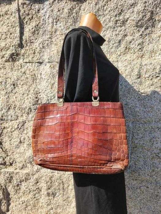 Bolsa de Ombro Vintage – Couro Crocodilo ENVIO GRATIS