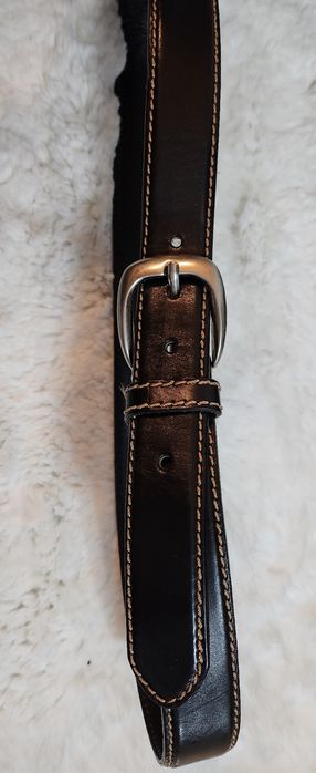 Skórzany pasek męski, brązowy, długość 108 cm, skóra naturalna