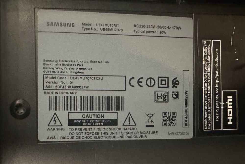 Samsung UE49MU7070 – 49 cali Smart TV 4K UHD – Stan Bardzo Dobry