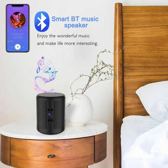 Câmara Espia FullHD em Coluna Bluetooth c/ Visão Noturna Áudio 2 Vias