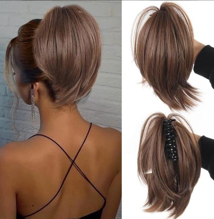 Волосся на крабі,хвіст на заколці,шиньон, парик, накладка на волосся