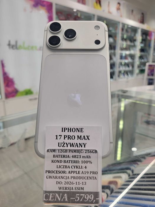 Iphone 17 Pro Max 256GB Bat 100% Telakces Felicity *Raty 0