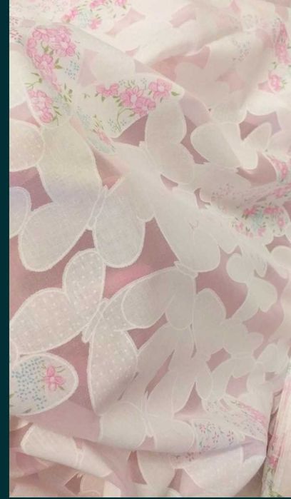 Lençóis NOVOS com folhos,  cor rosa/ atoalhados
