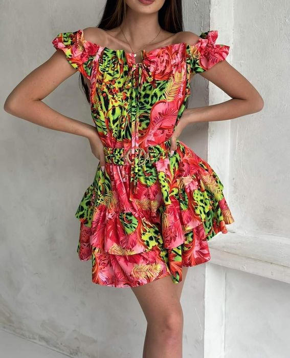 Kombinezon Vasari Rodos czarny różowy printy