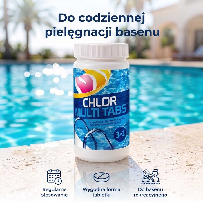 Chlor 3w1 Multi Tabs GAMIX 1 kg Chemia do Basenu Chemia basenowa