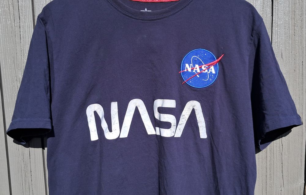 Alpha industries NASA odblask reflective koszulka tshirt XL granatowa