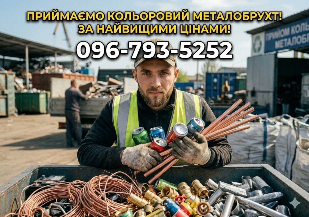 Прийом металобрухту, ДОРОГО: Мідь, Латунь, Алюміній. Вивіз та Демонтаж Дніпро