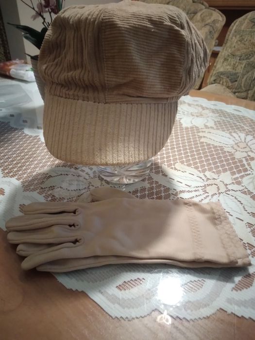 Zestaw vintage beret + rekawiczki