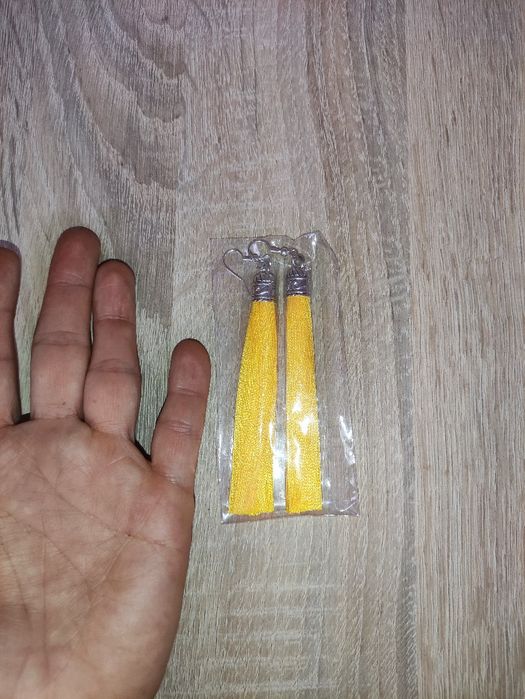 Kolczyki wiszące żółte srebrne handmade