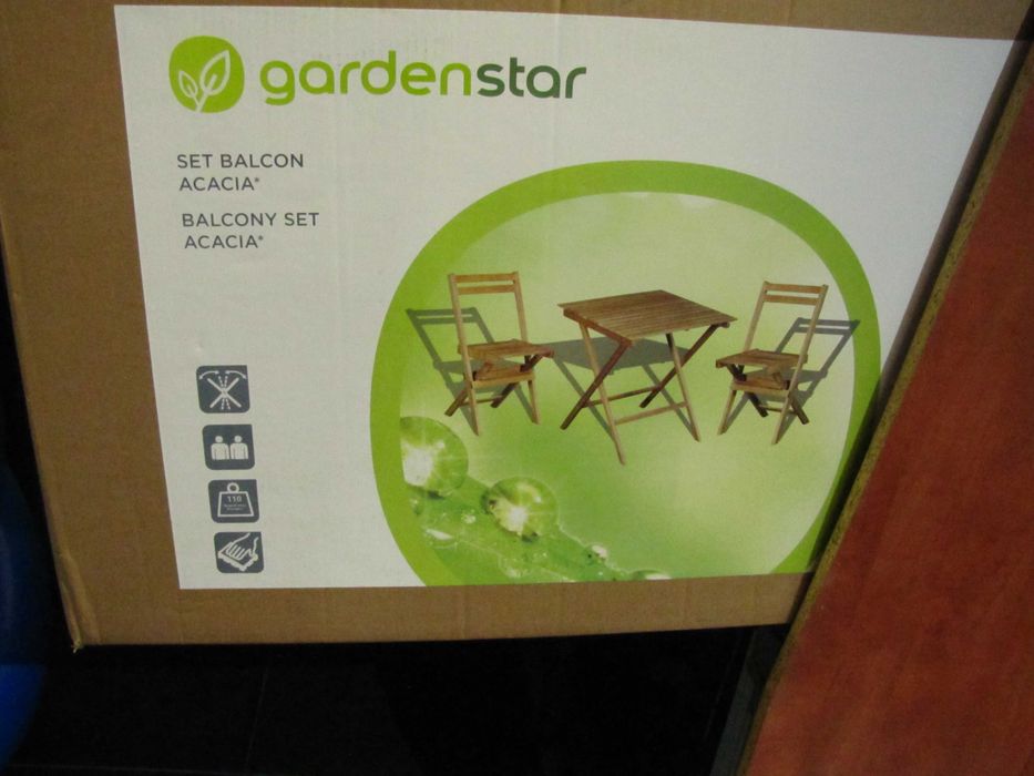 Zestaw Mebli Ogrodowych Składane Stół i 2 Krzesła drewniane