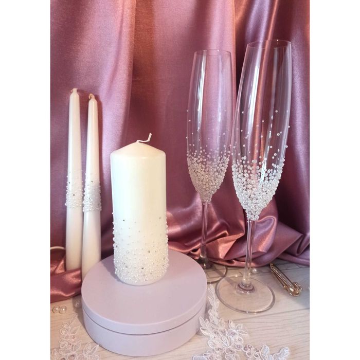 Нежные свадебные бокалы свадебные свечи, весільні келихи свічки Пишіть