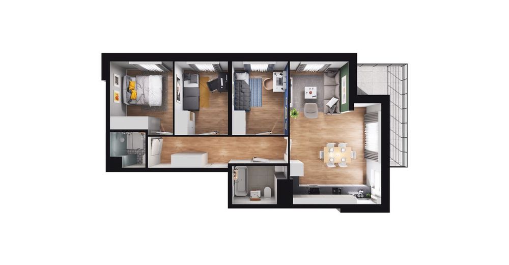 4-pokojowe mieszkanie 68m2 + balkon