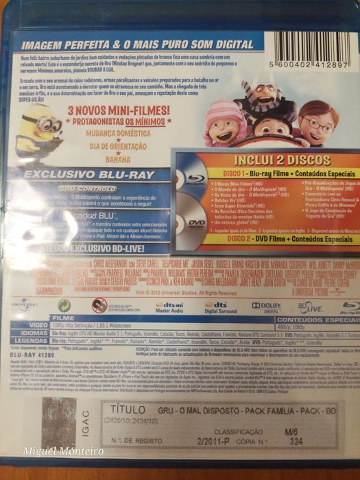Blu Ray Gru O Mal Disposto edição 2 Discoss
