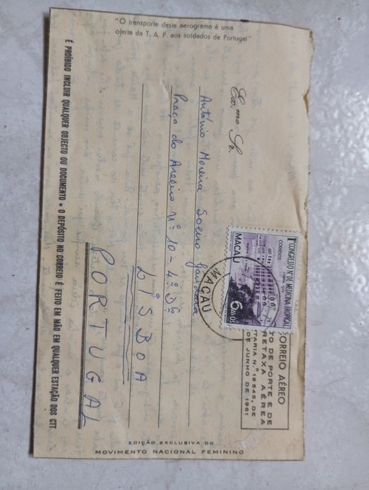 Aerograma Selado raro de  Macau 1964