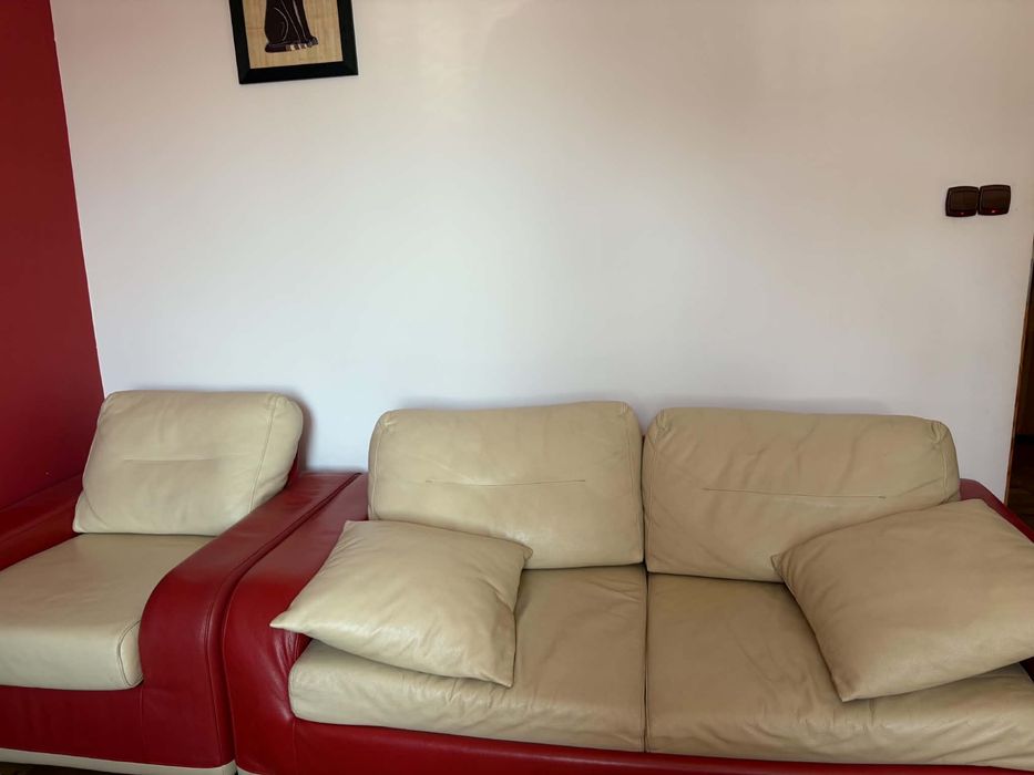 Skórzane meble kanapa i fotel