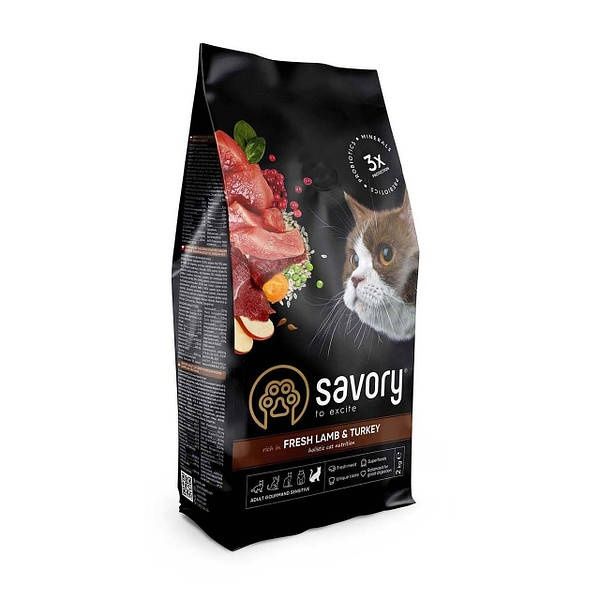 Корм для котів Savory Adult Cat Sensitive Digestion Fresh ягня/індичка