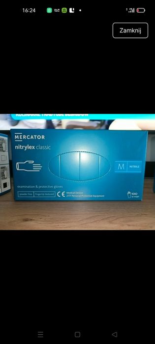 Rękawiczki nitrylowe bezpudrowe niebieskie r.M