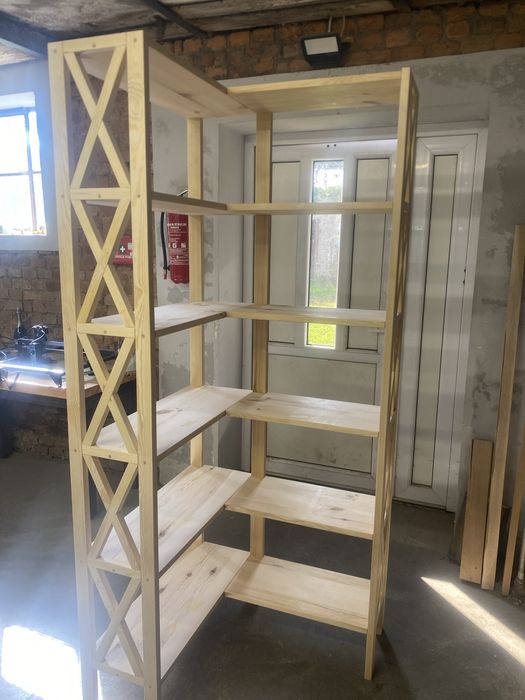 Regał drewniany narożny wys 200cm  90x80  na książki itp