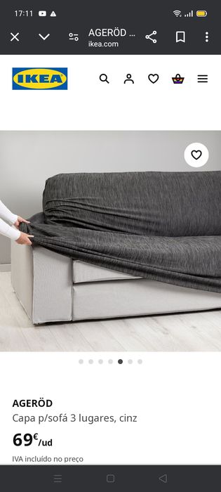 Capa p/sofá AGEROD, IKEA. NOVA