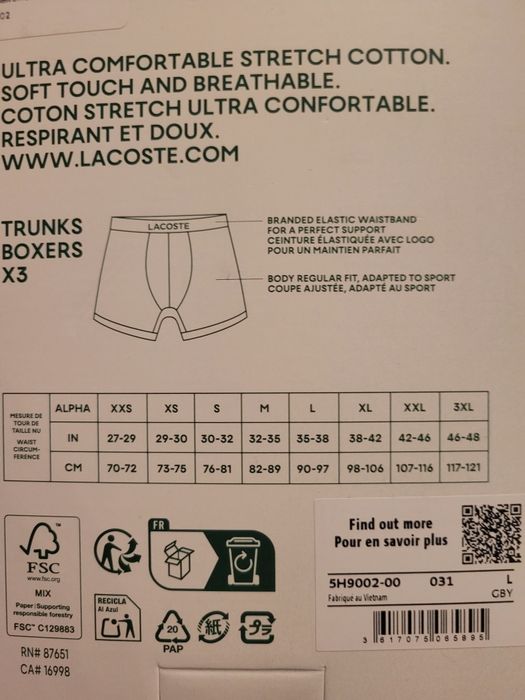3 pack - bokserki Lacoste rozm. L
