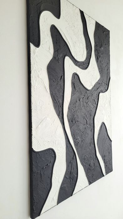 Obraz strukturalny 70x100cm biało-czarny
