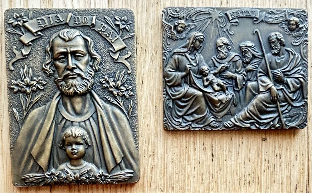 Conjunto 6 medalhas bronze de CABRAL ANTUNES. Dia do Pai, Natal, Engenharia. Peso 1000 gr