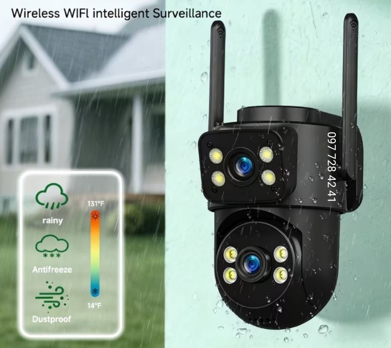 Камера відеоспостереження подвійна SQ17,wifi,1080P,бездротова,датчик руху