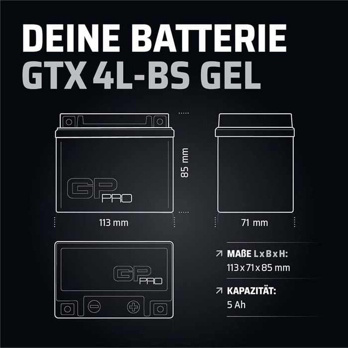 Мотоакумулятор GP-PRO GTX4L-BS 12В 5Ah гелевий
