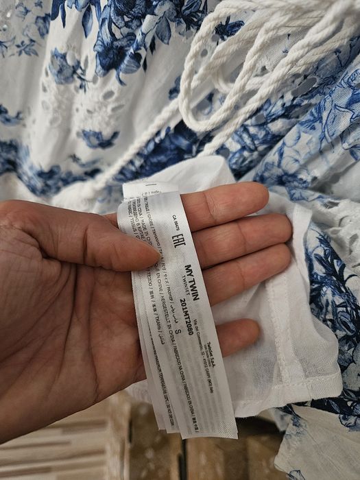 Biała niebieska sukienka My Twin boho kwiaty