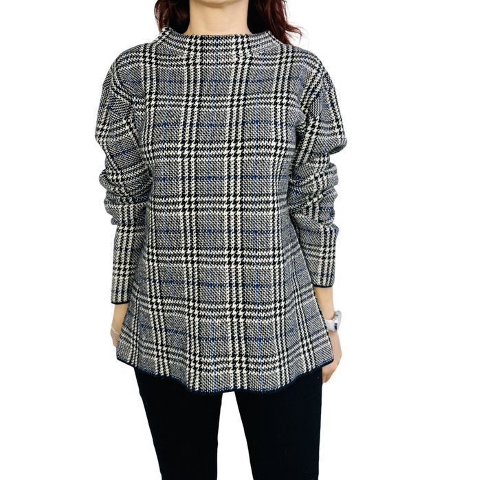 Sweter w kratę z golfem XL 42