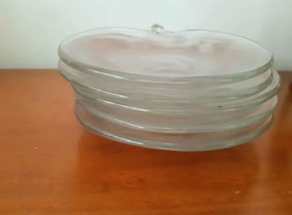 Serviço para bolo em vidro
1 prato grande + 5 de sobremesa
Para desocu
