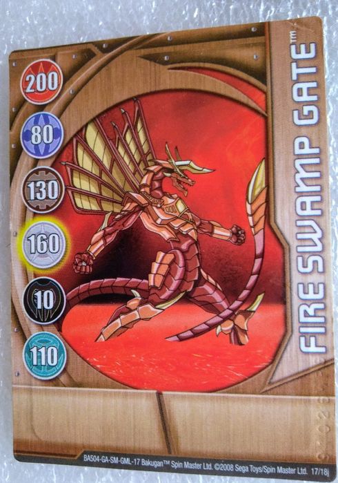 Rara carta TCG Magnetic Metal Gate Card Fire Swamp Gate 2008 Sega Toys