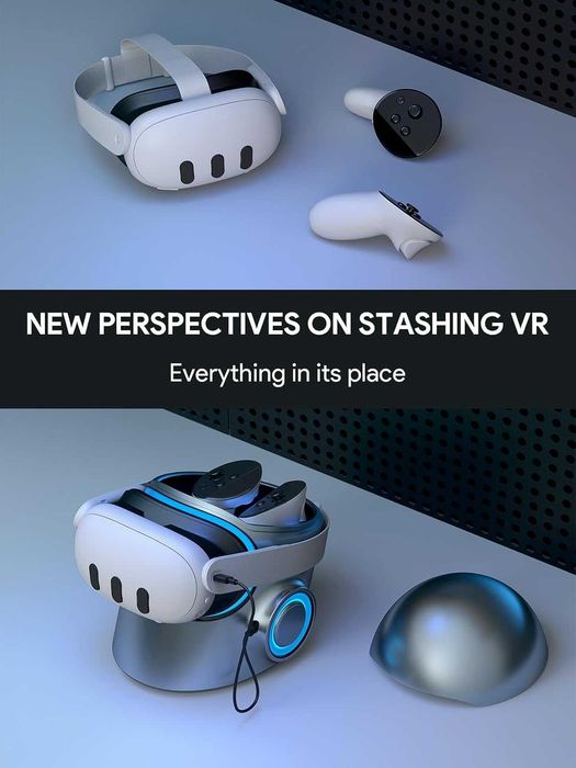 CyberCore firmy Aubika, VR stacja ładująca do akcesoriów Meta Quest 3, do Quest Pro/Oculus Quest 2/Pico 4 (srebrna)