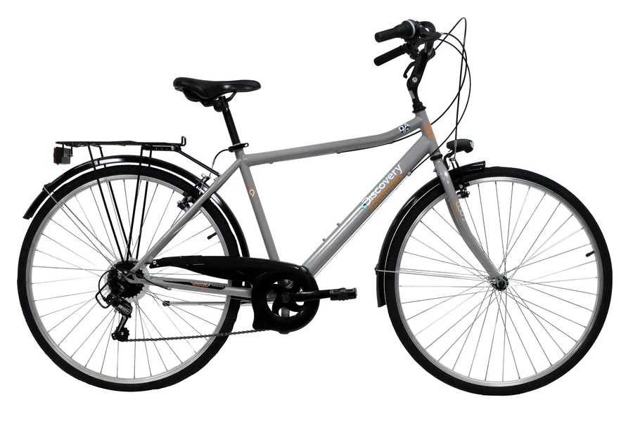 Rower trekkingowy Discovery Denver męski koło 28 cali Shimano 6-biegowy srebrny bagażnik