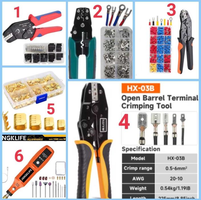 Кримпер Обжимные клещи + Набор наконечников, клемм
