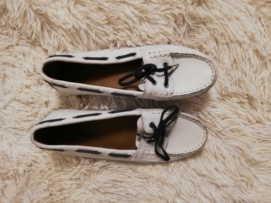buty skórzane Sebago 38,5 białe białe mokasyny 38,5 Sebago skóra