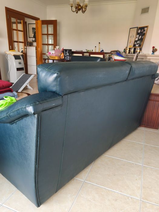 Sofas Pele azul (3) (com defeitos)