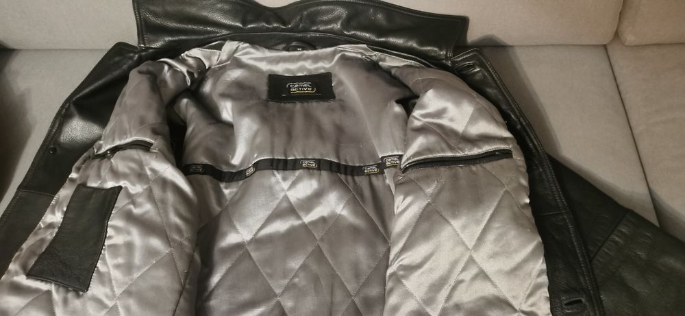 Oryginalna kurtka skórzana CAMEL męska czarna rozmiar 52 = Kraków