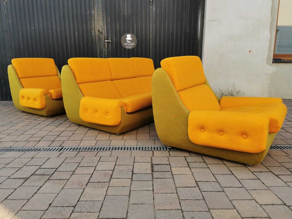 Sofa+ fotele JITONA Space Age, Czechosłowacja '70 Design- SUPER STAN!