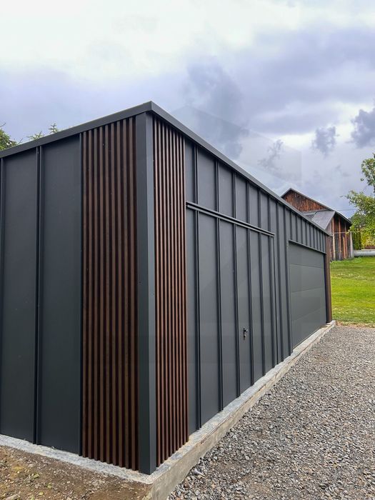 Garaż blaszany CAŁA POLSKA 6x6 9x6 8x6 6x5 6x5,8 grafit na rąbek T-PANEL