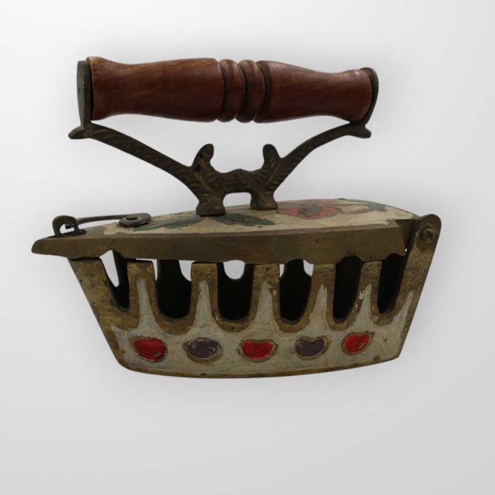 Żelazko vintage mosiądz malowane B4/112388