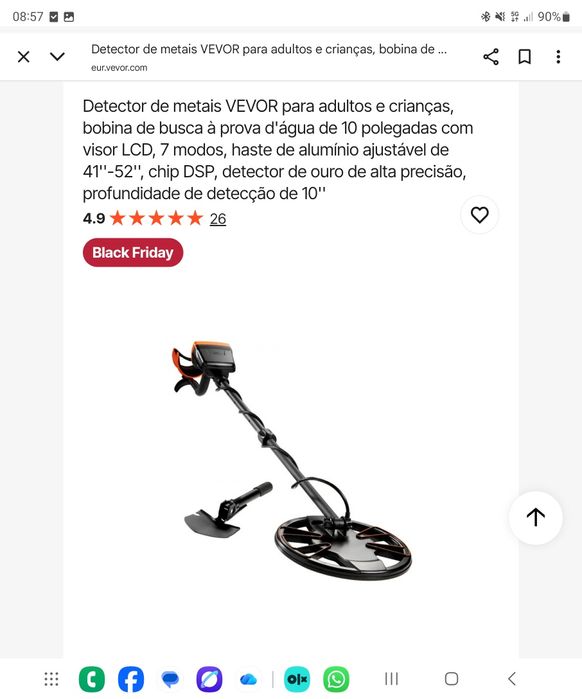 Detectore de metais Vevor novo