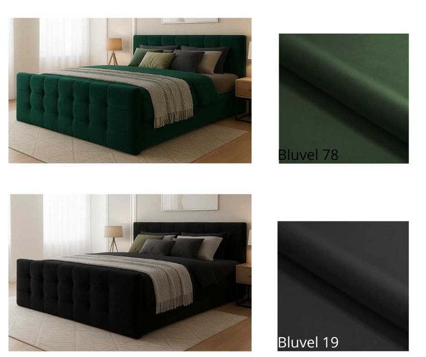 Łóżko kontynentalne tapicerowane pikowane 180/160/140x200