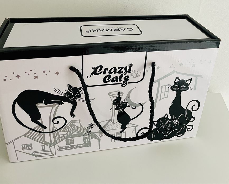 CARMANI zestaw 2 kubki ceramiczne koty black&white